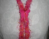 Fiber Butterfly pin with handknit necklace, fantasy jewelry