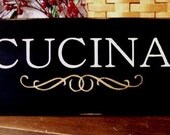 Primitive CUCINA Wood Sign for Italian Kitchen Plaque Painted Wall Decor