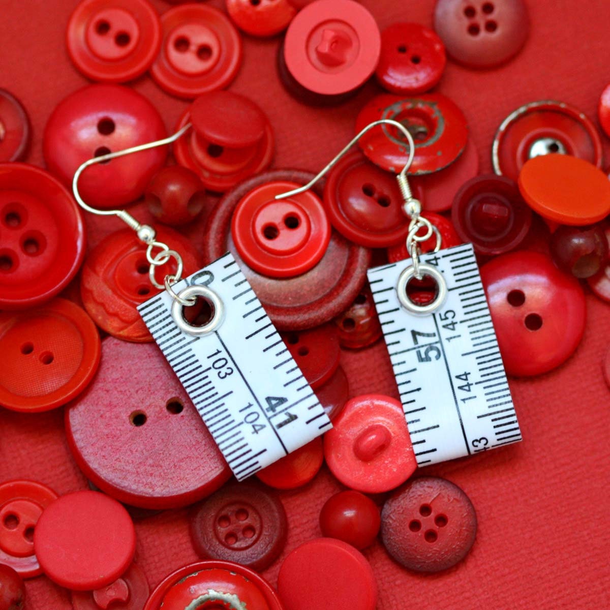 Tape Measure Earrings in White
