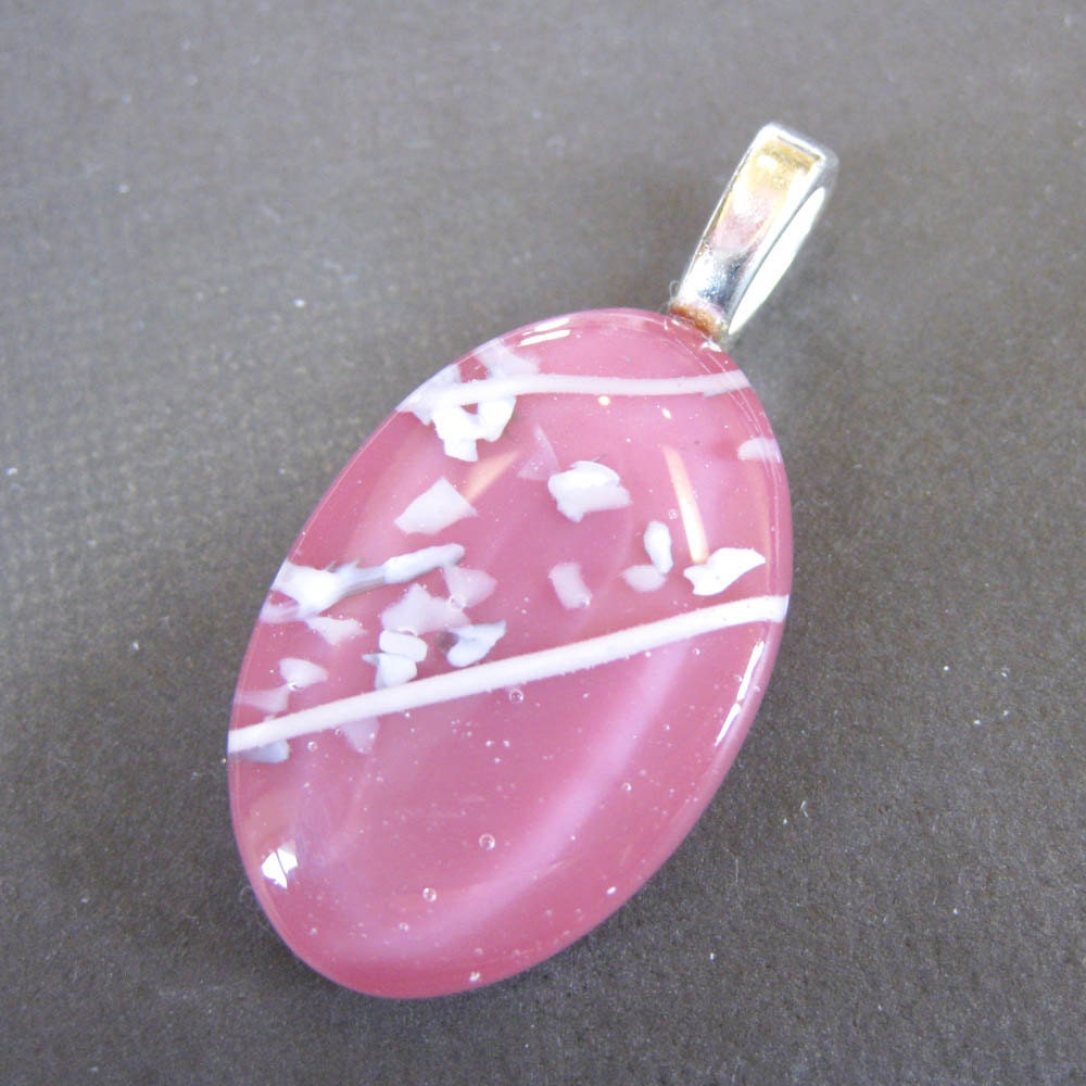 Dark Pink Fused Glass Pendant, Pendant Slide - Dreaming in Pink - 3792