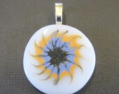 Fused Glass Pendant with Hand Painted Starburst, Unique Pendant  - Starburst - 3799