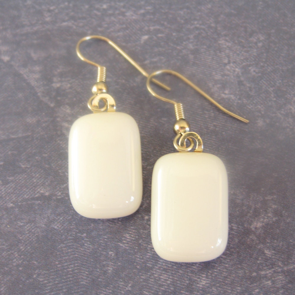 White Earrings, Dangle Glass Earring Jewelry, Etsy Fashion - White Dove - 1239 -2