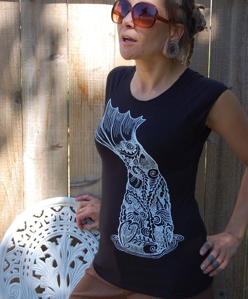 SALE Black Mermaid Tail Tshirt Small Only