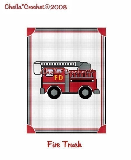 SALE see SHOP for details Chella Crochet Fire Truck Department Afghan Crochet Pattern Graph Chart .PDF