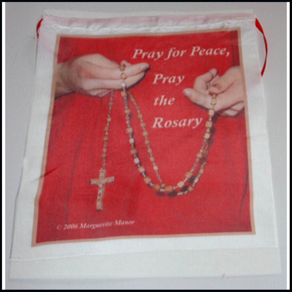 Banner, Pray Rosary, small wall hanging, decoration by margueritemanor on Etsy