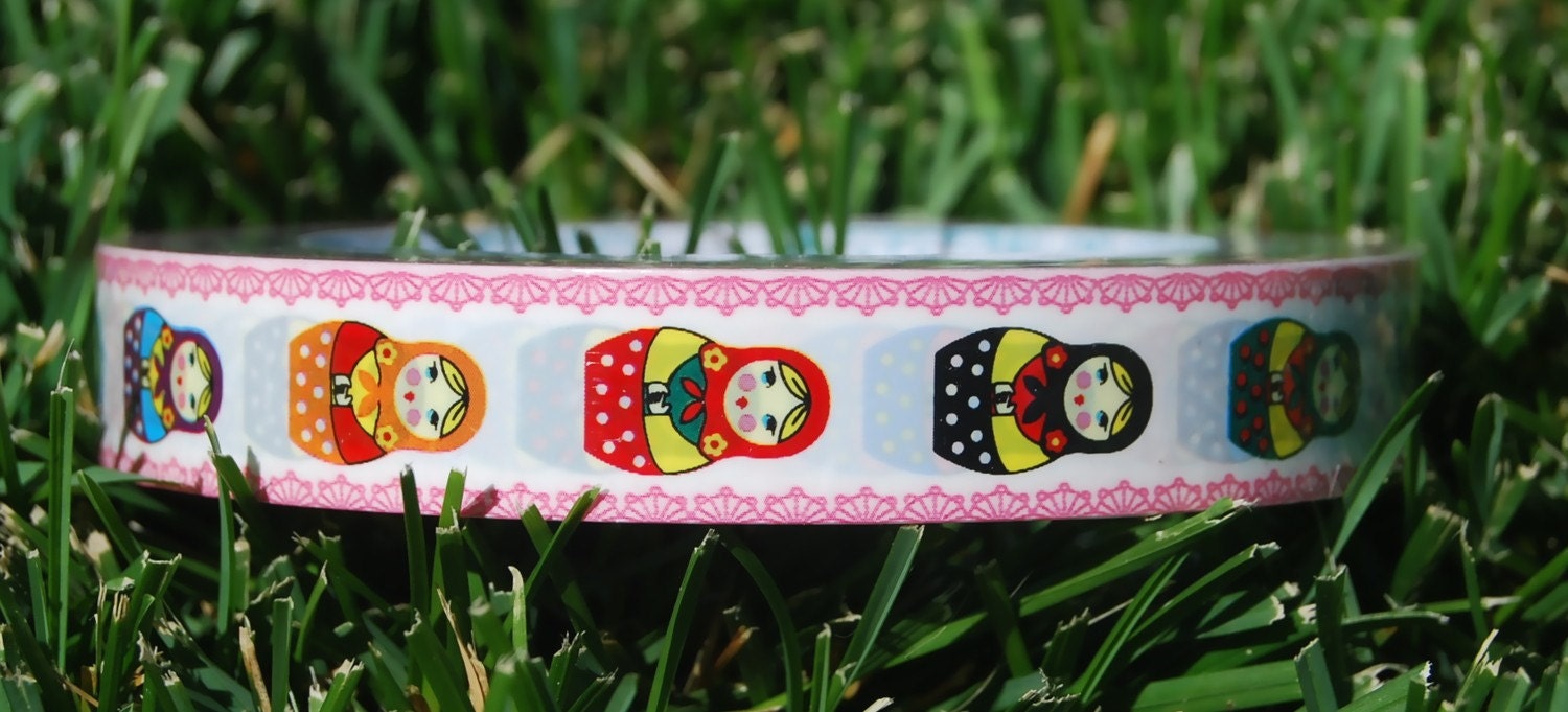 White with Pink Lace Matryoshka Decorative Tape