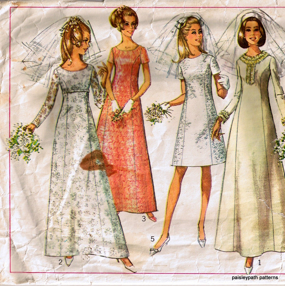 1960s wedding Bride Bridesmaids Vintage Sewing pattern