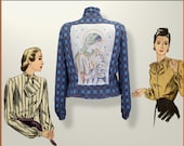 Madonna and child - 1940's style fitted rayon blouse - Size 18