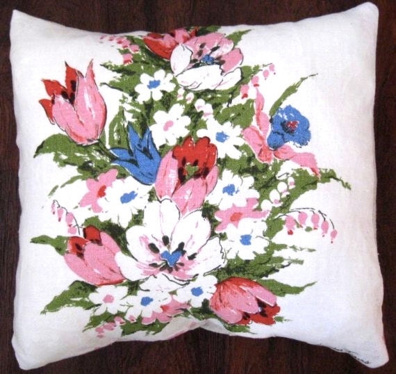 floral linen pillow
