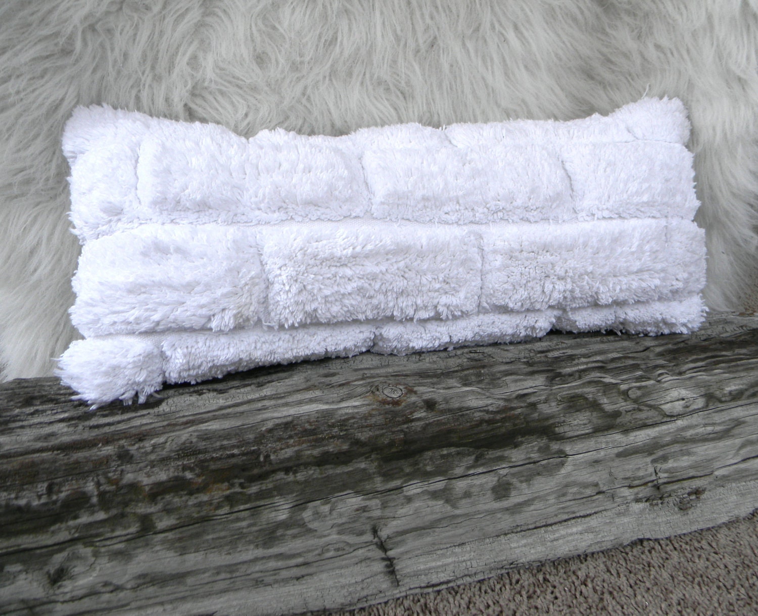 urban rustic white  brick pillow