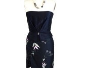 Painted and Beaded Black Silk Skirt