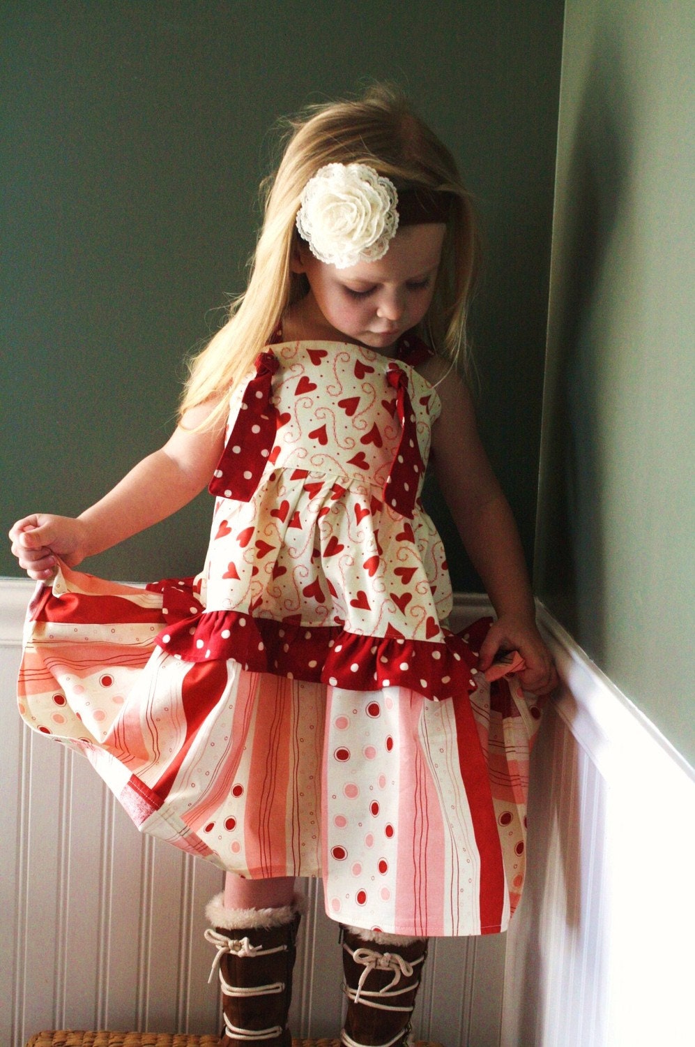 Strawberries and Cream Truffle knot dress.....Momi boutique