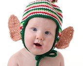 HANDMADE Custom Crocheted Christmas Elf Earflap Hat