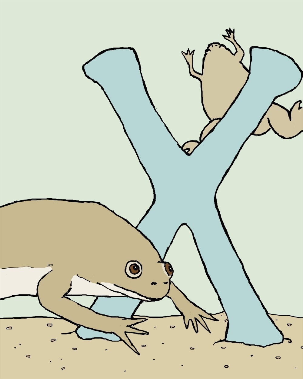 alphabet art print: x is for xenopus