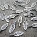 24 Two-Sided Leaf or Feather Charms 17mm x 6mm - Antique Silver - TS995B