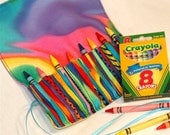 TIE DYE Crayons To Go Crayon Roll Up Refillable Crayon Holder by HartwellDesigns