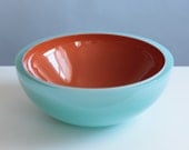 Tuscan Sky Hand Blown Glass Bowl in Turquoise and Terracotta