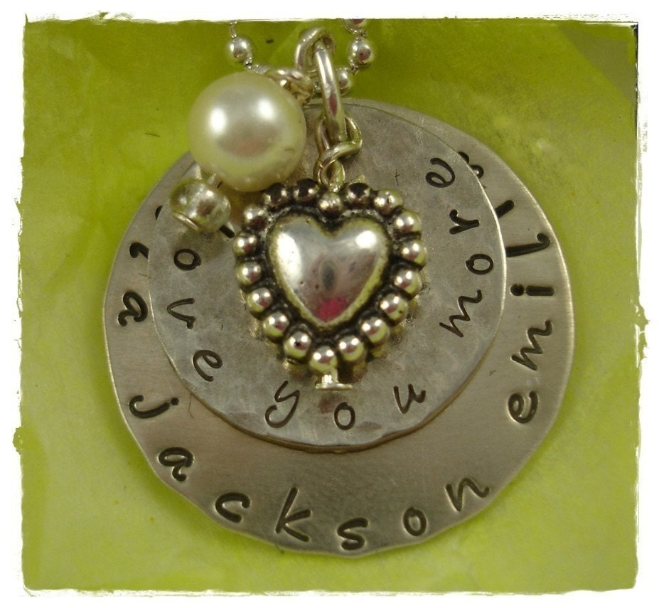 Custom I LOVE YOU MORE Necklace Hand Stamped Jewelry - Grandma Mom Mommy - Mothers Day Jewelry
