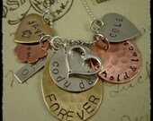 HandStamped Personalized Necklace FAMILY FOREVER Sterling Silver Hand stamped Mothers Day Jewelry Moms Grandmas Children Pets