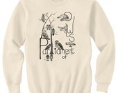 CLEARANCE SALE Parliament Of Owls Bird Art Sweatshirt Ultra Cotton Natural Size XL Only