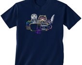 Harry Potter Pets Reading Hogwarts a History Art T-Shirt Adult Sizes S - XL