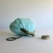 purse coin knit in robin egg blue cotton - with key chain