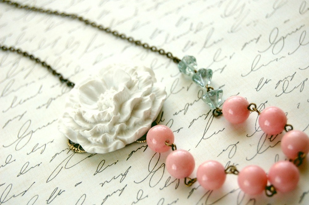 Asymmetrical White Poppy Necklace Buy 3 Get 1 Free