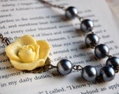 Asymmetrical Light Yellow and Grey Rose Necklace Buy 3 Get 1 Free