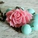 Asymmetrical Pink and Mint Rose Necklace Buy 3 Get 1 Free