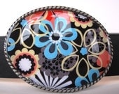 Womens Belt Buckle - Spring Daisy Chain - Oval Wearable Art