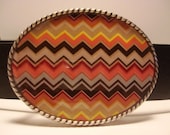Zigzag Brown Belt Buckle - Oval Wearable Art