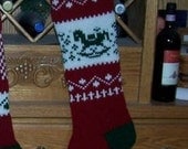 Personalized Rocking Horse Christmas Stocking Knitted