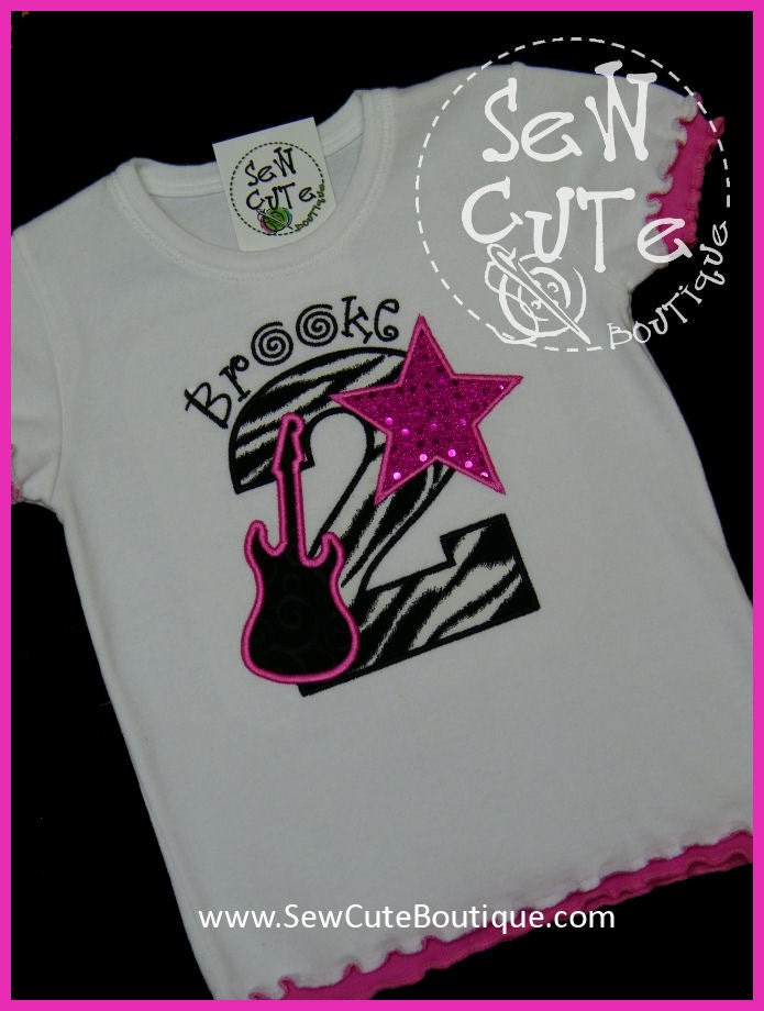 Rock Star Girl's Birthday Tutu and Tee Set