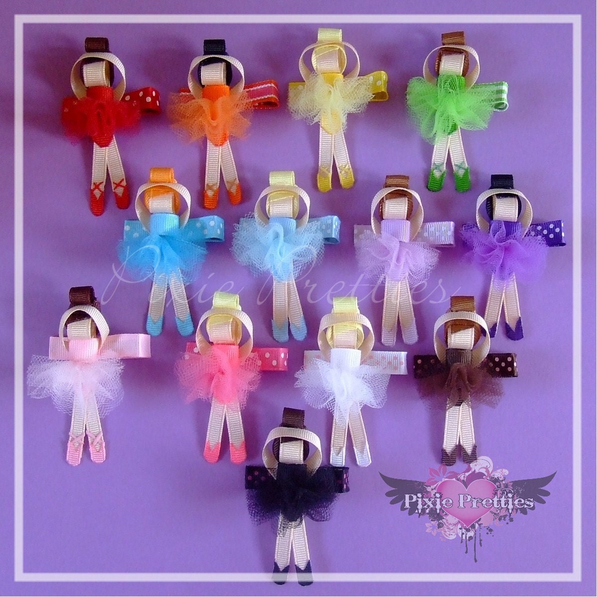 Custom Ballerina Hair Bow Clippie An ORIGINAL Pixie Pretties Design