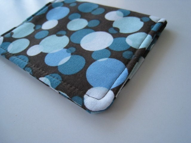 Blue Bubbles on Chocolate Gift Card Holder / Business and Credit Card Holder