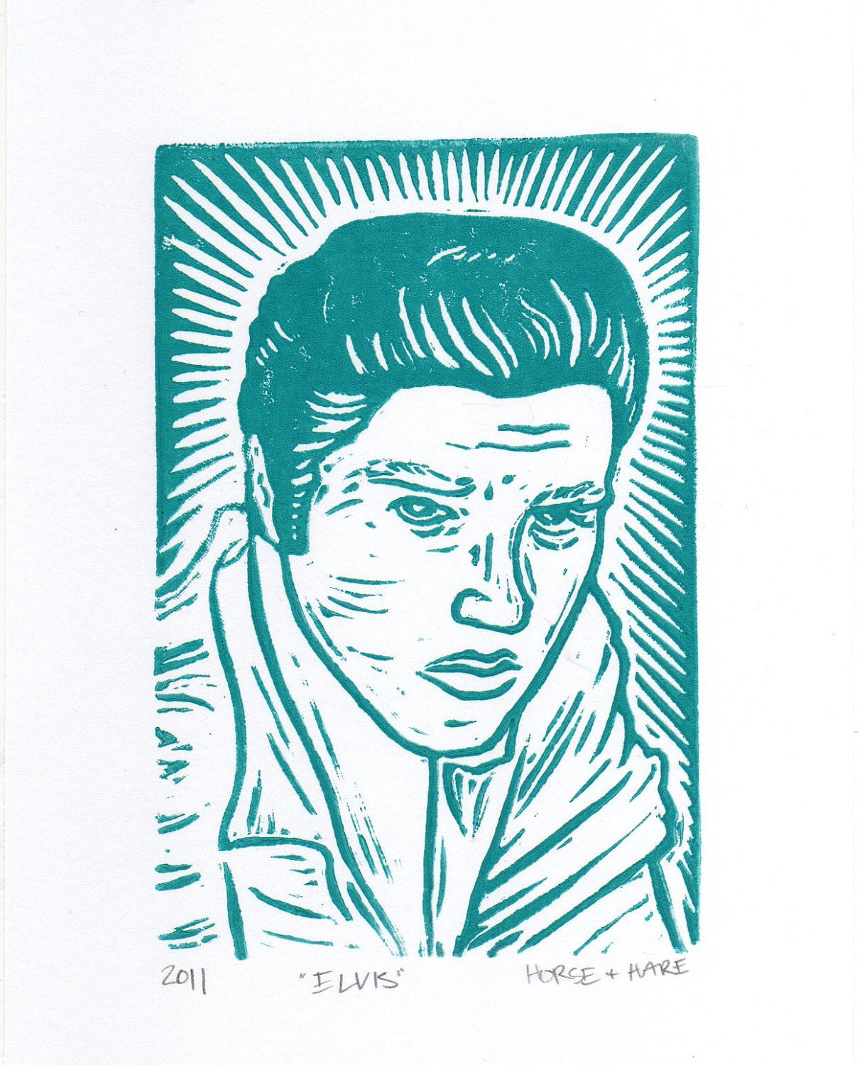 Elvis Linocut Art Print SALE