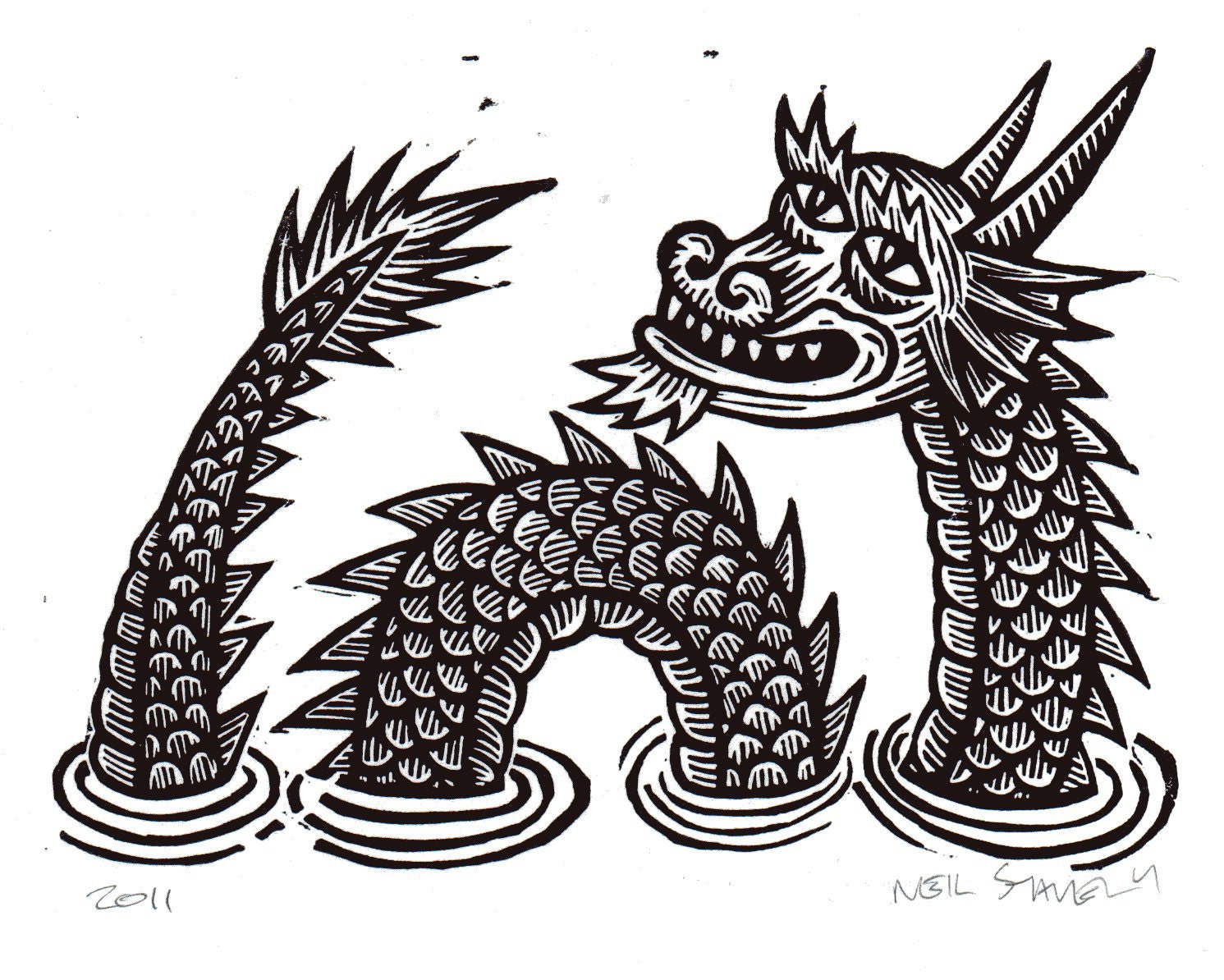 Dragon Linocut Art Print