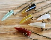Helga - Colorful Agate Tusk and Brass Necklace