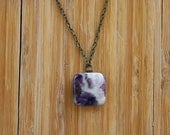 Juno - Purple Chevron Amethyst and Brass Necklace - Simple, Gemstone Necklace