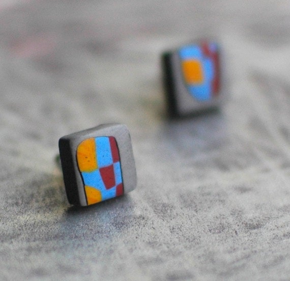 Collage post earrings