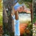 art print collection set forest woods girl maidens