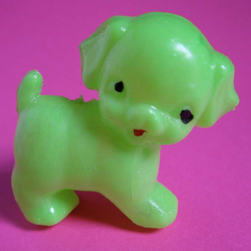 Puppy Love: Vintage Bright Green Plastic Toy Puppydog