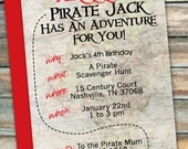 Pirate Party - Scavenger Hunt Treasure Map Invitations - Birthday