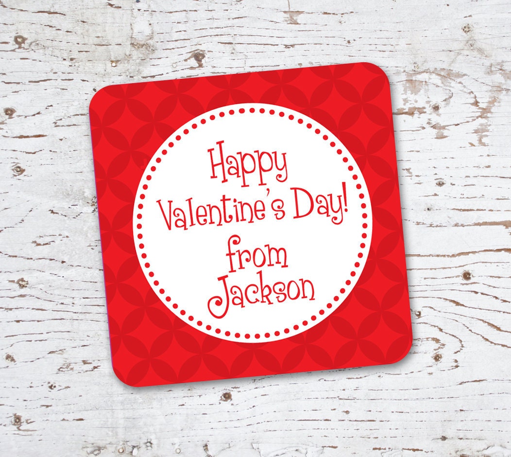 Valentine Gift Tags Stickers . Red Circles . for Favors, Treat Bags and Envelope Seals Il_170x135