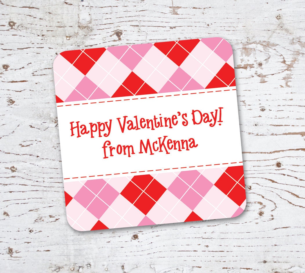 Valentine Stickers or Tags . Preppy Argyle . for Favors, Treat Bags and Envelope Seals Il_170x135