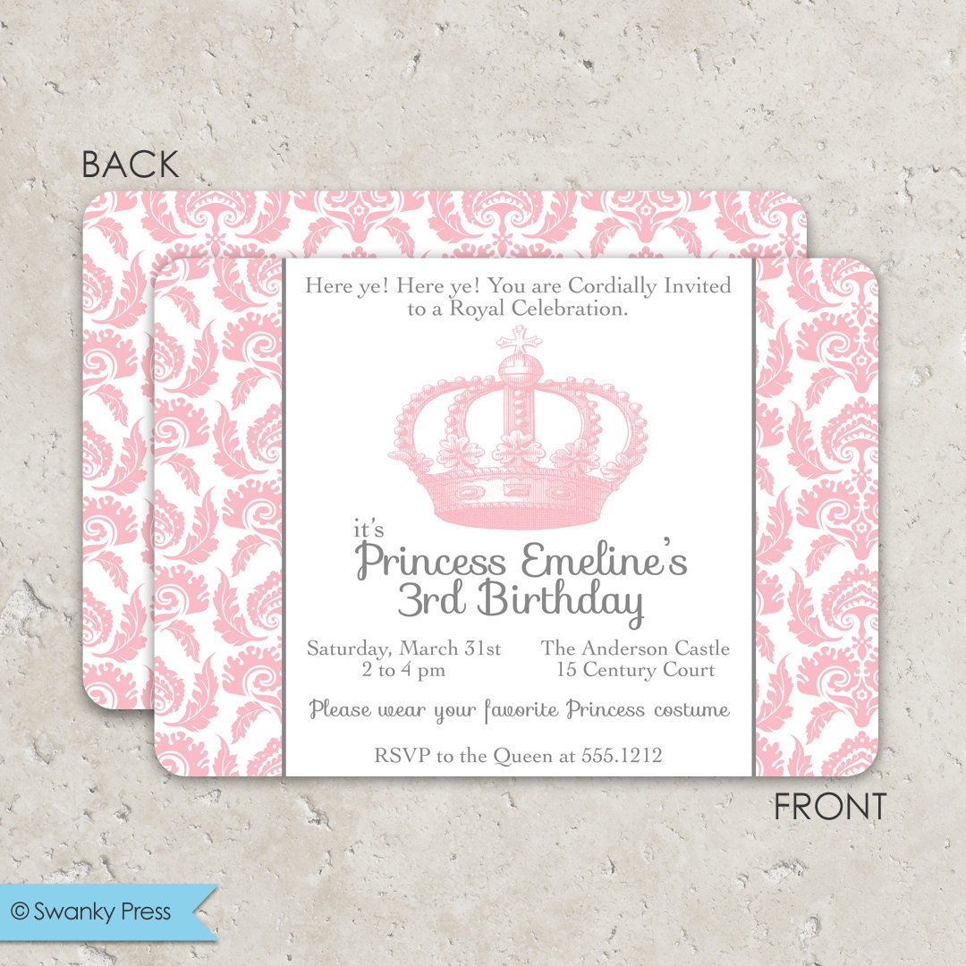 Princess Dress Up Party Birthday Invitations