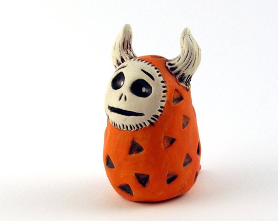 Polymer Clay Monster, Orange and Cream, Tangerine