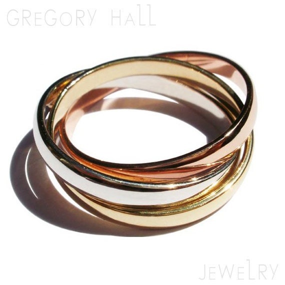 Trinity 22k Gold Ring Sterling Silver 925 Wedding Band Engagement Rings Jewelry Jewellery SSR-394