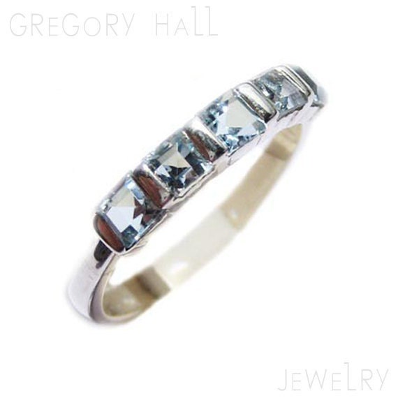14K White Gold Wedding Band Engagement Blue Topaz Gemstone Promise Rings Ring Jewelry Jewellery SSR-180