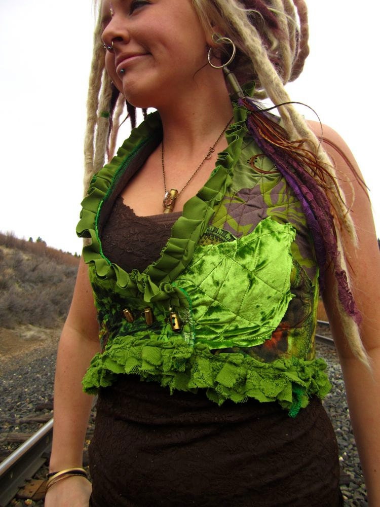 Pixie Vest Tribal Clothing Gypsy Clothing Festival Made to OrdeR ScrApaliciouS Pixie uNder Bust TriBaL Vest